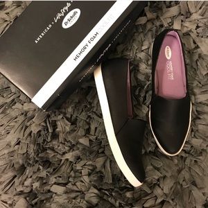 Black Pointy Toe Memory Foam Leather Shoes